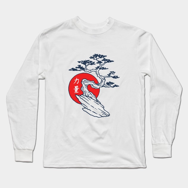 Bonsai Tree Illustration Tshirt Long Sleeve T-Shirt by evergreen_brand